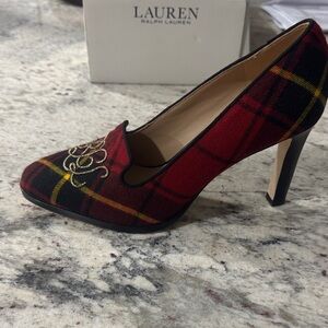 Lauren Ralph Lauren Red and Black Plaid Heels